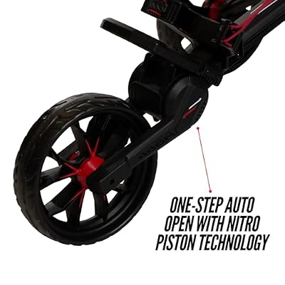 Bag Boy Nitron 3 Wheel Golf Push Cart, Easy 1 Step Open and Fold, Scorecard Console, Beverage Holder, Mobile Device Holder, Handle Mounted Parking Brake,