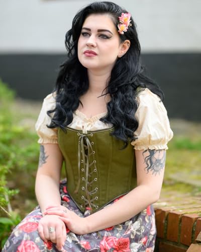Image of SCARLET DARKNESS Women's Renaissance Corset Tops Vintage Lace Up Overbust Bustier Bodice