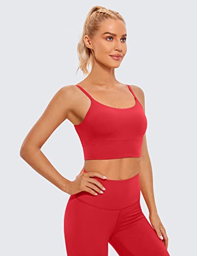 Image of CRZ YOGA V Back Longline Sports Bras | Medium Support, Removable Pads, Yoga, Brushed, Scoop Neck, Spaghetti Straps, for Women