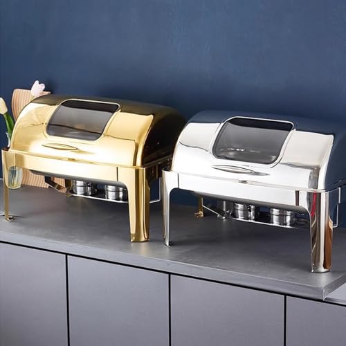 Juego de platos para bufé, bandeja de acero inoxidable para servir alimentos, eventos, bodas y fiestas, incluye recipiente calentador de condimentos, perfecto para catering y reuniones