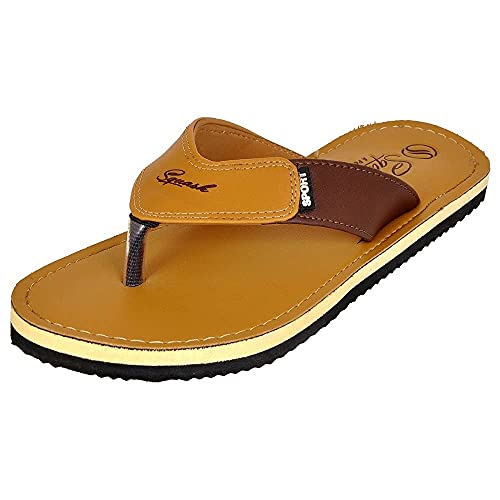 Image of SQUASH Men's Flip Flops casual Synthetic Bathroom Slippers (Brown, numeric 8)
