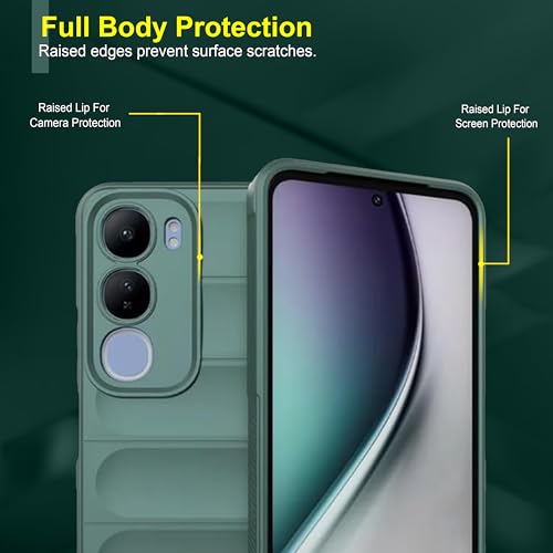 Image of amazon basics Back Case Cover for Vivo Y29 5G | Compatible for Vivo Y29 5G Back Cover | Liquid Silicon Magic with Camera Protection | Dark Green