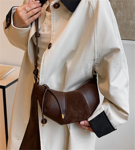 Black Brown Women Suede Shoulder Bag Retro Crossbody Slouchy Hobo Bag Adjustable Strap Satchel Handbags Work Shopping2