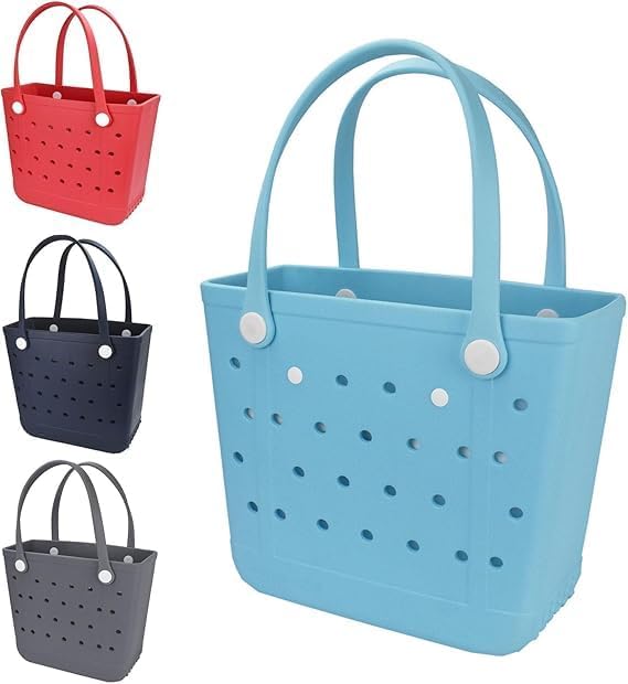 Dvopfa Beach Bag, Rubber Tote Bag, Waterproof Sandproof Washable Tote for Boat Pool Sports Gym Beach Travel