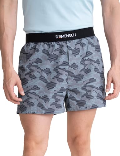 Image of DAMENSCH Solid Breeeze Inner Boxers for Men, Ultra-Light Boxers, 100% Cotton Shorts Pant, Breathable Woven Inner Cotton Shorts for Men-Digital Camo Grey-3XL