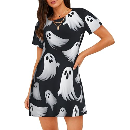 Chemise de nuit fantôme Halloween pour femme en tissu respirant doux