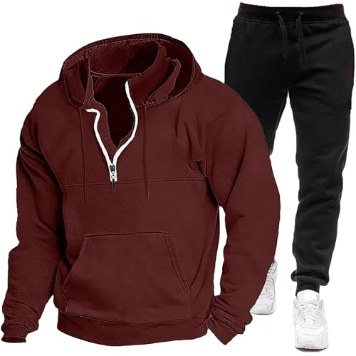 Entrenamiento Fútbol Deportivo Amplio y Pantalones de Hombre Otoño/Invierno 2024 Moda Casual Polar Tamaño Grande, Vino#1, XXXL