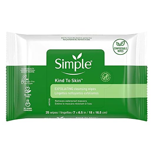 Simple Exfoliating Facial Wipes 25 Count (2 Pack)