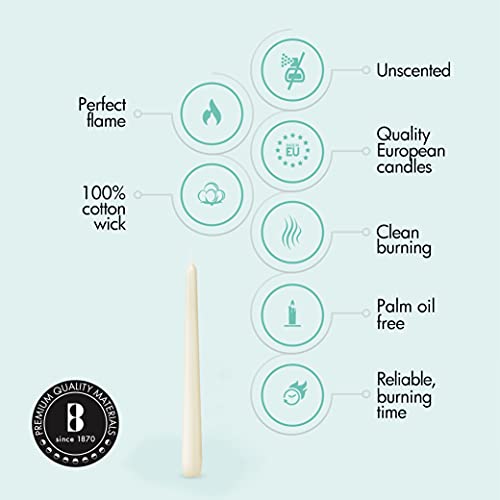 Bolsius 30 Count Household Ivory Taper Candles - 10 Inches - Premium European Quality - 8 Burn Hours - Bulk Pack Unscented Dripless And Smokeless Home Décor, Restaurant, Wedding, & Party Candlesticks #TOP2