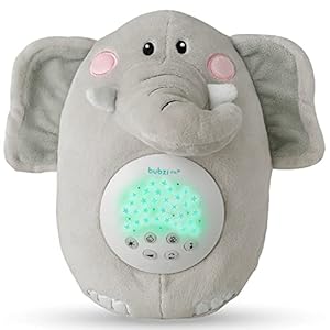 Bubzi Co Baby Sound Machine, Portable Elephant Soother & Baby Night Light Projector, Comforting Electronic Infant Toddler Sleep Aid & Baby Shush with White Noise