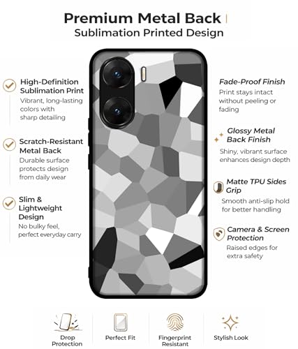 Image of Black & White Mathematical Shape Design Premium 2D Printed Metal Back Case Cover for Vivo V29E 5G