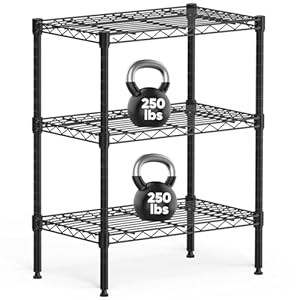 Sweetcrispy 3-Tier Storage Shelving Unit, Adjustable Metal Wire Racks Heavy Duty Standing Shelf Organizer for Kitchen, Closet, Pantry, Garage, Bathroom, Laundry (13.8″ D x 23.6″ W x 30″ H)