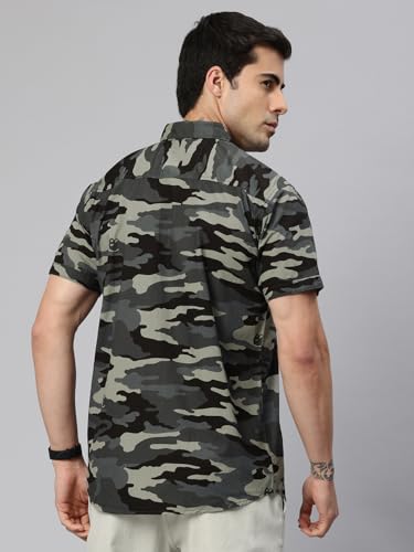 Image of Majestic Man Men Comfort Slim Fit Checked Pure Cotton Half Sleeve Casual Shirt