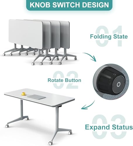 Mesa para Sala de conferencias, Mesa de conferencias abatible, Mesa de reuniones con Ruedas, Escritorio de computadora móvil, Mesa Plegable Grande con Ruedas modestas y bloqueables