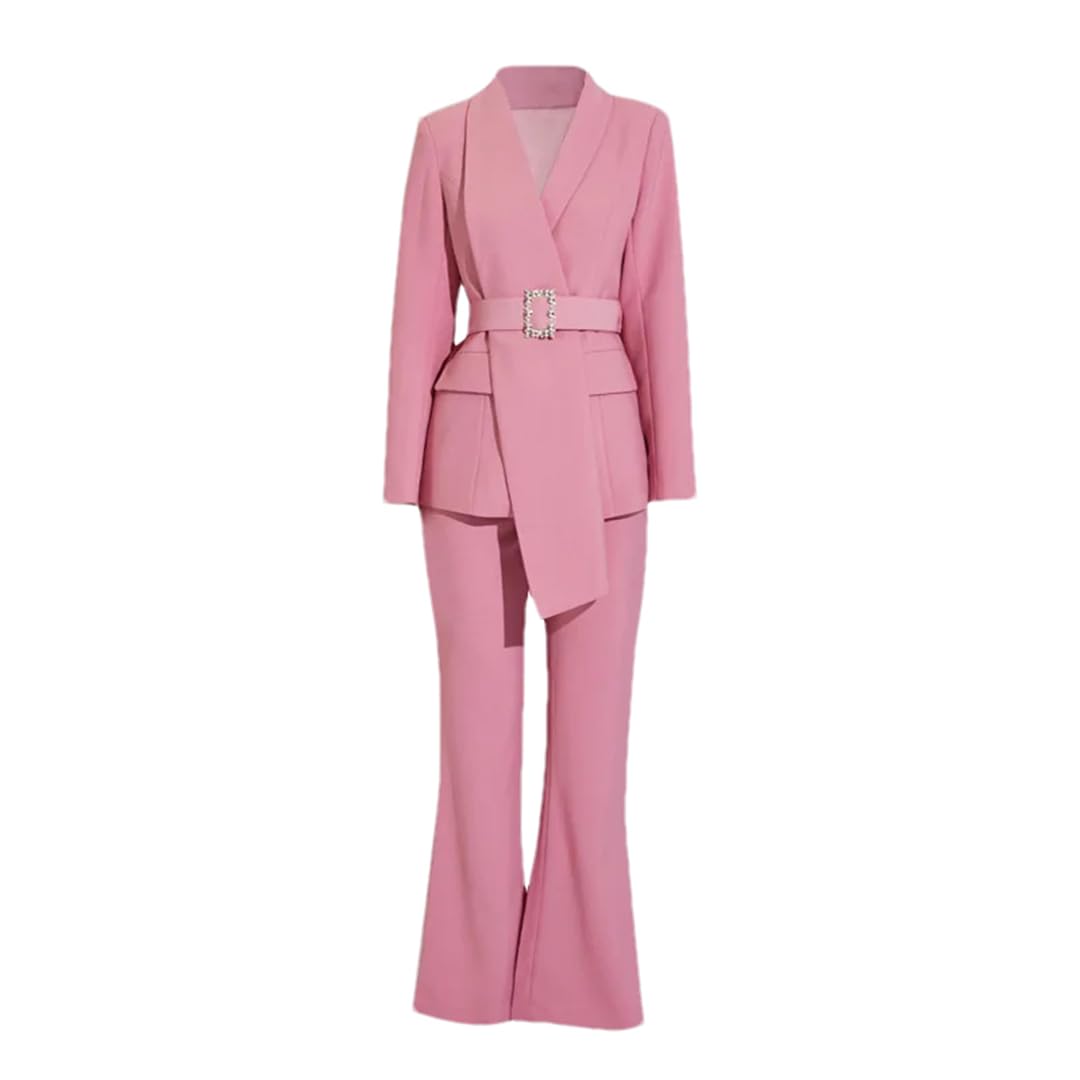 Conjunto de 2 piezas de blazer de negocios para mujer, elegante, delgado, formal, para la oficina, Pnnrk, S