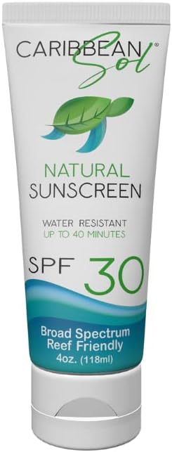 Natural Sunscreen SPF30, 4oz - Mineral, Coral Reef Safe Sunscreen Lotion for Body, Non-Nano Zinc Oxide Sunblock, Oxybenzone Free Sun Care, Minimal White Cast, For All Ages and Skin Types