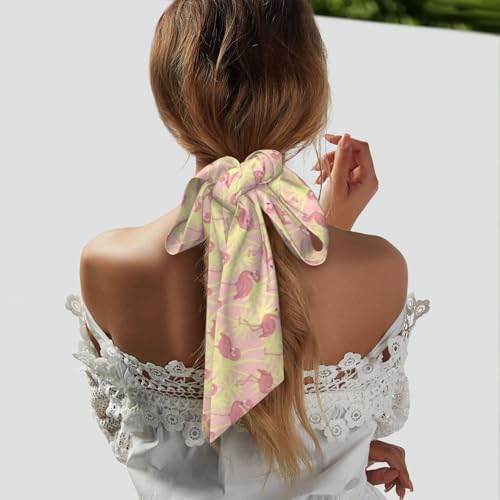 Flamingo Palm tree Women's Head Scarf Thin Long Neck Scarves Fashion Hairband Waistband Purse Scarf4