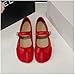 Sneakerina Tabi Shoes Split Toe Mary Janes for Women Girls Cute Ballet Flats Y2K Platform Lightweight Suede Round Toes No Slip Sole Dressy Slip on Casual Comfort Walking Slippers Office Business (Red,7)