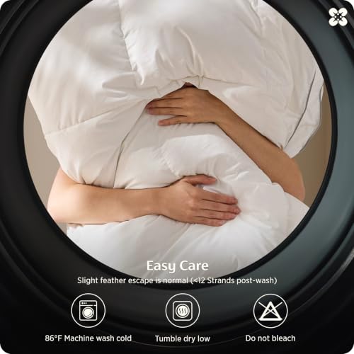 Image of Bedsure PureWoven Feather Down Comforter Queen Size, All Season Duvet