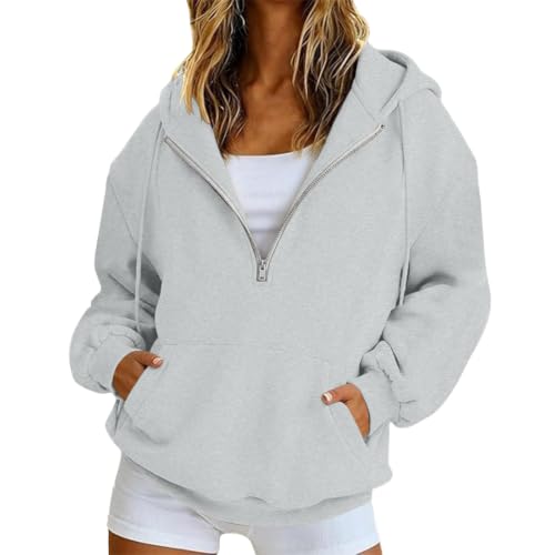 HswsEJ Womens 1/4 Zip Pullover Comfort Oversized Fleece Hoodie - image 1