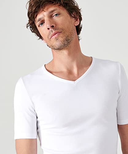 Damart Camiseta con Cuello de Pico, Manga Corta, Punto Thermolactyl clásico térmica, Blanc (Blanc), L para Hombre