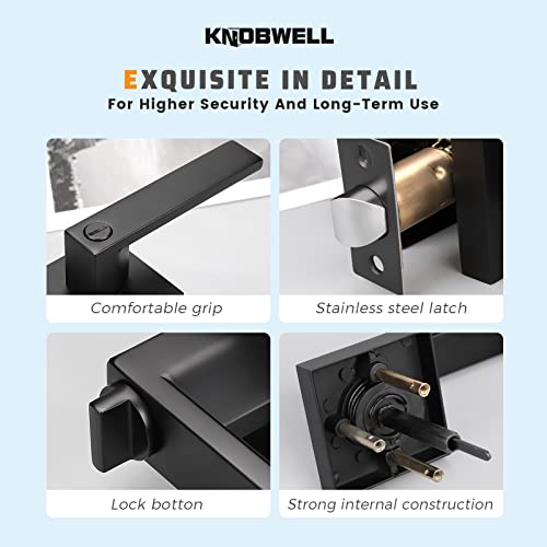 KNOBWELL-5-Pack-Matte-Black-Door-Handle-Heavy-Duty-Door-Lever-Privacy-Door-Lock-Set-Door-Hardware-Left-or-Right-Handing-Door-Handles-Interior-Door-Handle-207-lb-One-Lever