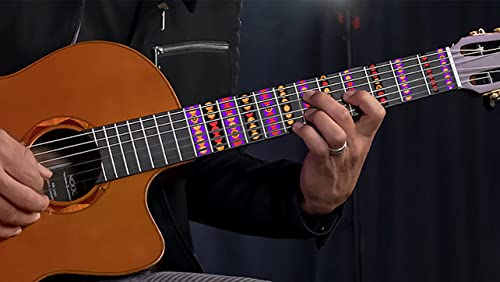 Image of KREEPO Guitar Fretboard Sticker Fingerboard Frets Note Chart Decals Beginner Learner Acoustic-Electric Guitar Sticker Multicolor(9.1cm X 14.5cm)