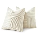 MIULEE 2er Set Kissenbezug 40x40cm Beige Kissenhülle Kissenbezüge Sofakissen Dekokissen Boho Couchkissen Kord Dekorative Zierkissenbezug für Sofa