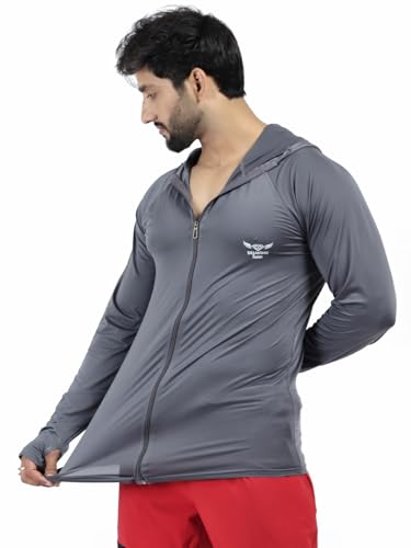 Image of Diamond Fashion Men's Gym Hoodie Jacket | Lightweight Stretchable Activewear for Workout, Running & Fitness | Quick Dry Full Zip Sports Hoodie for Men