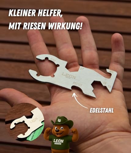 LEÓN Goods: Gasflaschenschlüssel mit Grillrost Anheber! Edelstahl Multitool mit Magnet. Gasflaschen Schlüssel mit 13,17 & 19er Schlüssel + Flaschenöffner!