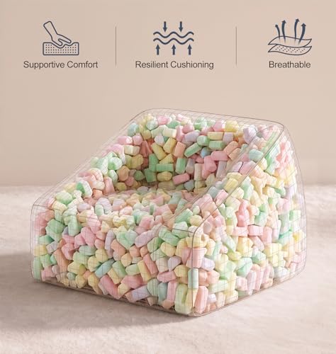Image of Hobestluk Bean Bag Chair Plush Accent Chair Armrest Living Room Adult Grey