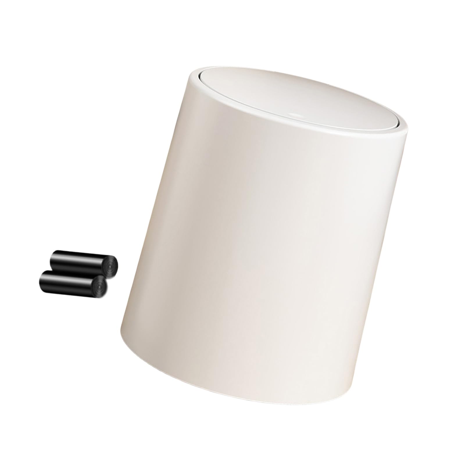 Buxuaaaa Gray White Space Saving Press Lid Garbage Trash Can Waste Bin For Kitchen And Bathroom Use Press Top Trash Can