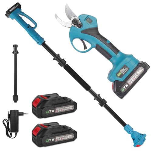 cjc 2-in-1 Electric Pruning Shears with Telescopic Pole, 21V 400W Cordless Garden Tool, SK5 Steel...