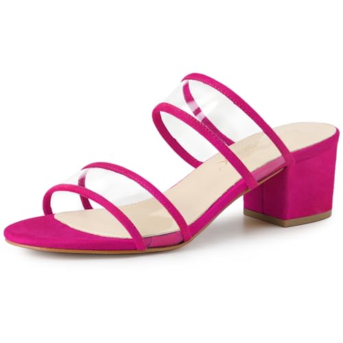 Allegra K Sandalias de tacón de bloque con correa transparente para mujer, hot pink, 38 EU