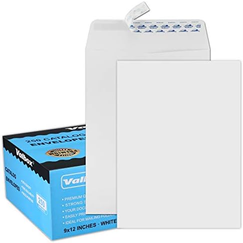 ValBox 9x12 Self Seal Catalog Envelopes 250 Packs White Envelopes with Peel and Seal Flap for Mailing, Organizing and Storage