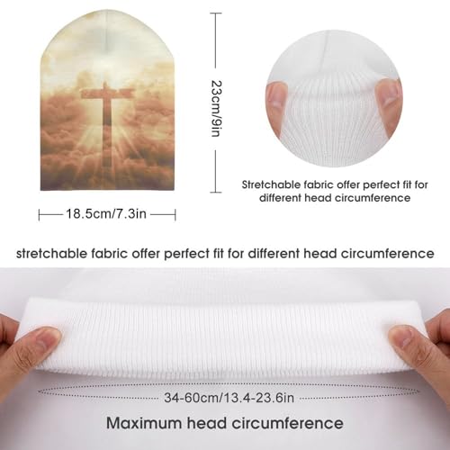 Christian Cross Jesus Kids Beanie Hat for for Girls Boys Children Cap Winter Knitted Chemo Cancer Headwear Accessories Gifts Decoration Black2