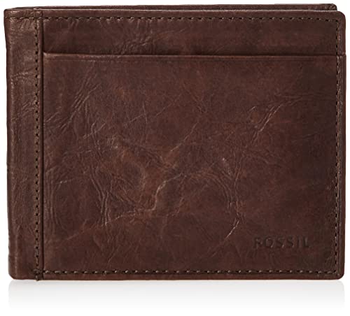 Fossil Portafoglio da uomo Neel, Trifold in pelle marrone 8,255 cm L x 1,905 cm L x 10,16 cm H ML3869200