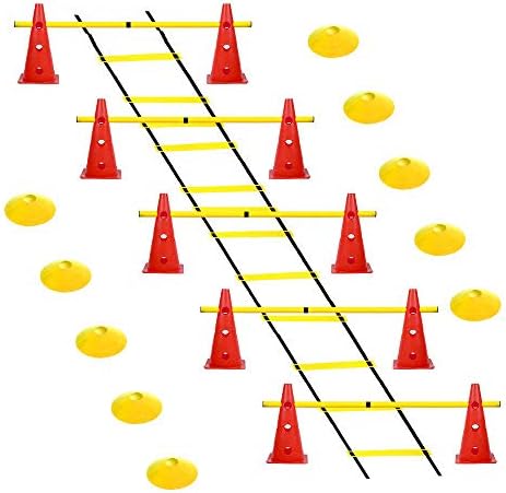 ASENVER Hurdle Ladder Triangle Marker Cone Pad Disk Hurdle Multifunctional Set