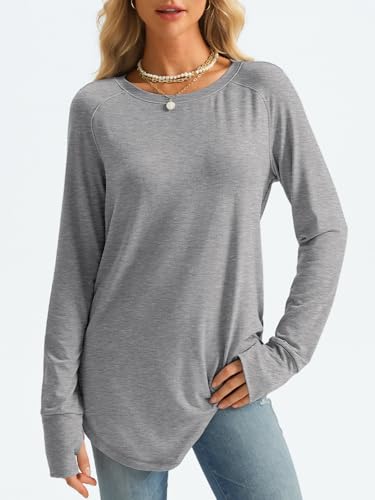 Image of AUTOMET Womens Long Sleeve Tunic Tops Crew Neck Casual Loose Fit Shirts