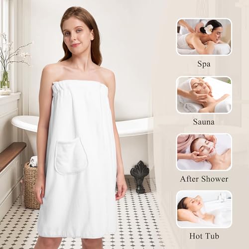 Image of PJGGZ Towel Wrap for Women, Three Adjust Clasps Closure Bath Wraps After Shower Spa Sauna Bathrobe(Available in Plus Size)