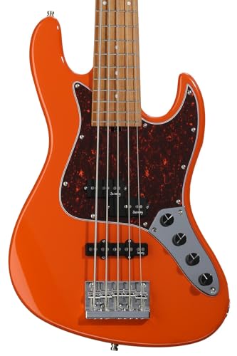 Sadowsky MetroExpress Hybrid P/J 5-string Bass Guitar - Solid Candy Apple Orange Metallic, Roasted Maple Fingerboard