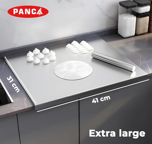Image of PANCA Stainless Steel Chopping Board Counter Top Extra Large 41cm x 31cm | Heavy-Duty Cutting Board for Kitchen | Vegetable, Fruit & Meat Chopper Board