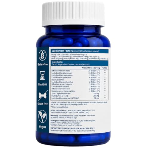Image of 3-in-1 Synbiotic Supplement | Prebiotic + Probiotic + Postbiotic | 80 Billion CFU, 10 Strains | Gut Health, Digestive & Immune Support | Vegetarian Capsules for Men & Women | 60 Capsules
