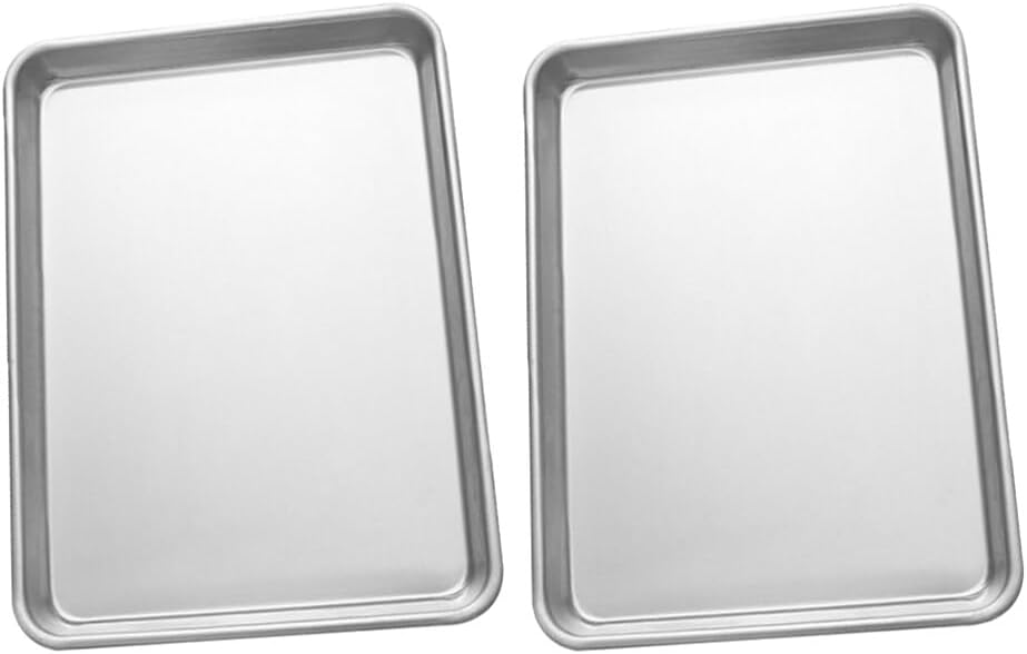 Alipis 2pcs Rectangle Baking Pan Non-stick Aluminum Bakeware for Cakes Cookies and Roasting Baking Tray and Desserts