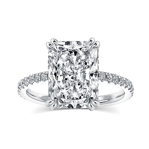 4.5CT Stunning Radiant Cut Engagement Ring for Women, S925 Silver AAAAA Grade Cubic Zirconia Promise Wedding Ring