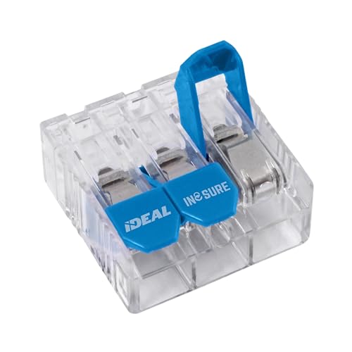 Ideal Electrical in-Sure Lever Wire Connector,10 AWG, 3-Port(30-25L33J), Jar of 225—Compact Releasable Connectors for Solid and Stranded Wires