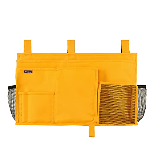 Image of Surblue Caddy Hanging Organizer Bedside Storage Bag for Bunk and Hospital Beds, Dorm Rooms Bed Rails(8 Pockets),Yellow
