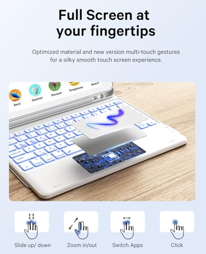 Image of GreenLaw Keyboard case for iPad 9.7 inch, iPad 6th Gen (2018), iPad 5th Gen (2017), iPad Air 2 (2014), 7 Color Backlit, Support 2 BT Devices, Touchpad Keyboard iPad Pro 9.7, White