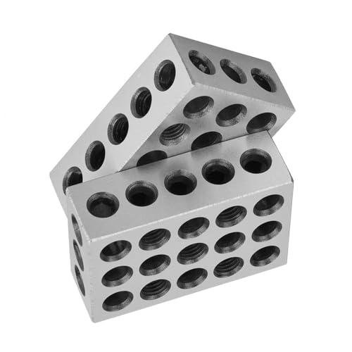 Stahlblöcke 1x2x3 cm, Gehärteter Stahl, 2er-Pack, 23 Löcher, Fräsblock Paralleler Klemmblock, Hochpräzise 0,0001, Premium Qualität