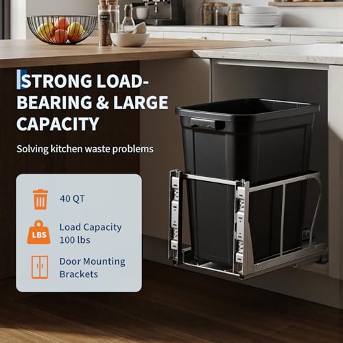 Caneca de basura extraíble para gabinete 40QT miniatura 2